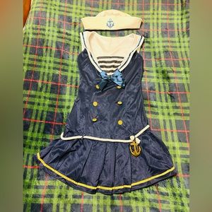 Blue/ White Halloween Sailor Girl Costume with a Hat- Size S